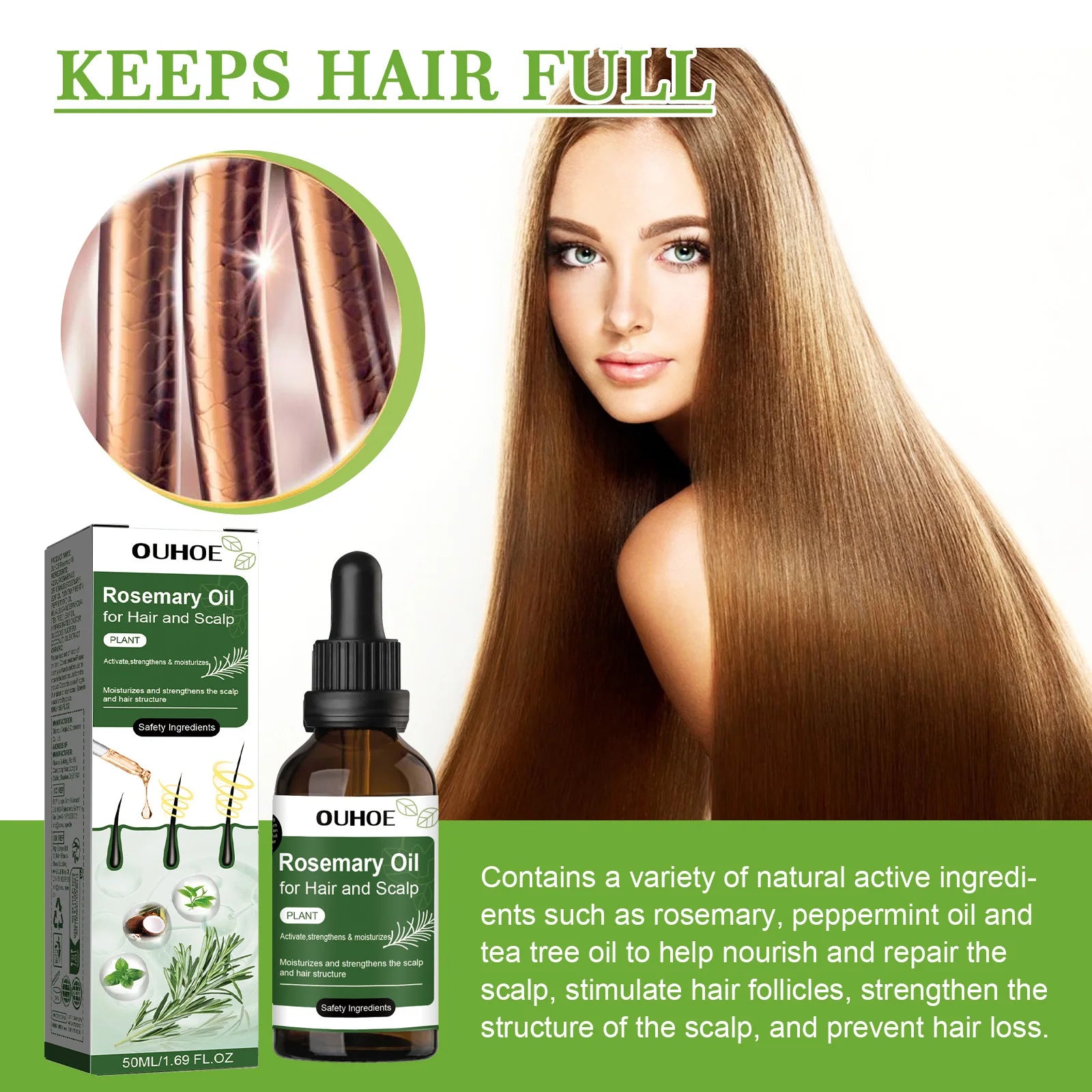 Rosemary Hair Oil Anti Hair Loss Stimulate Hair Growth Nourishing Scalp Strengthen Follicles Purify Scalp Restore Shine Hair Oil