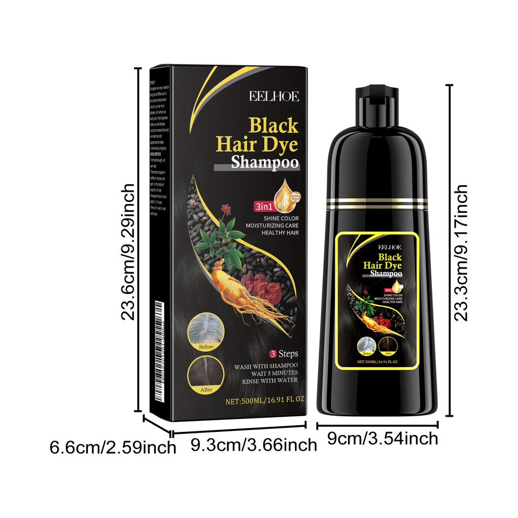 500ml Eelhoe Black Hair Shampoo Repair Dry Damaged Hair Clean Nourish Polygonum Multiflorum Thunb Natural Herbal Quick Hair Dye