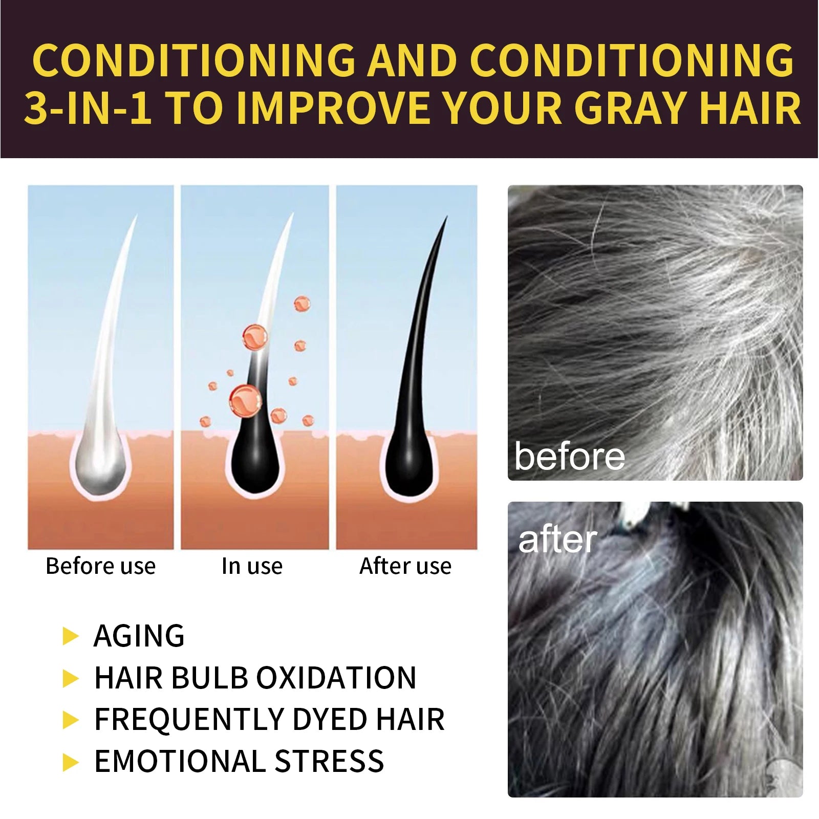500ml Eelhoe Black Hair Shampoo Repair Dry Damaged Hair Clean Nourish Polygonum Multiflorum Thunb Natural Herbal Quick Hair Dye