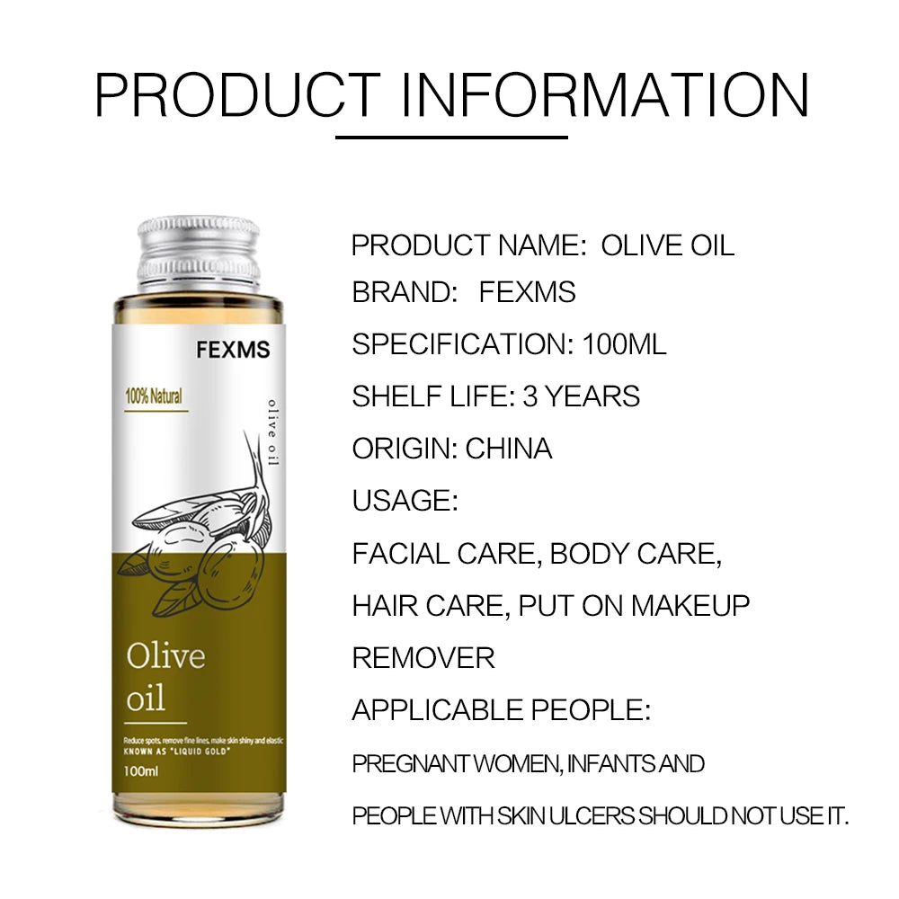 100% Natural Organic Olive Oil. Day  Night Moisturizer for Skin Hair Care Face Cuticle  Nail Care Natural Body Oils 100ml