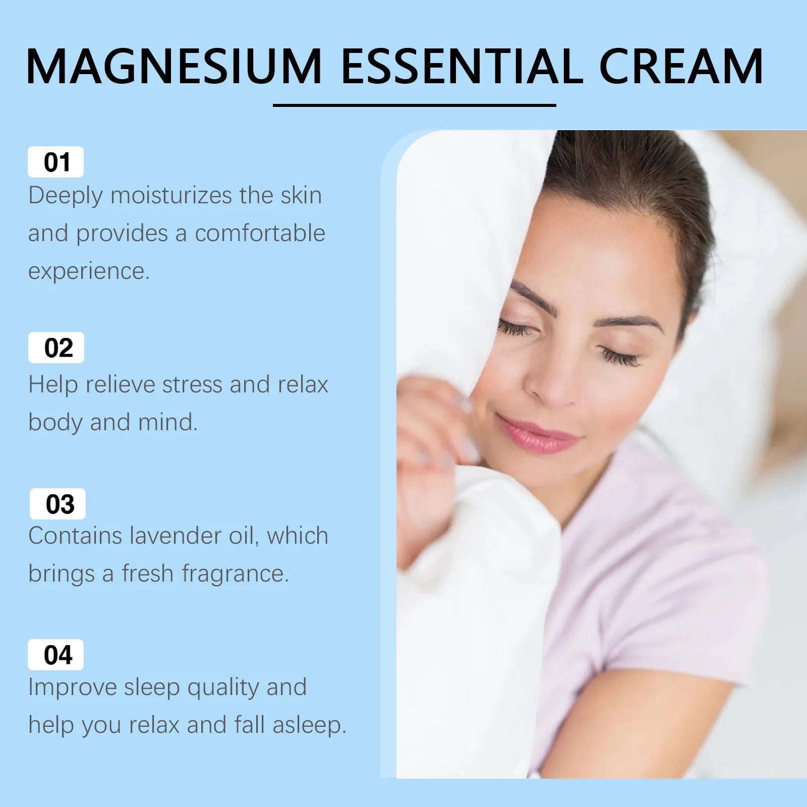 Hoygi Magnesium Cream Gentle Relaxing Hydrating Sleep Support Nighttime Body Lotion for All Skin Types Sensitive Dry Oily