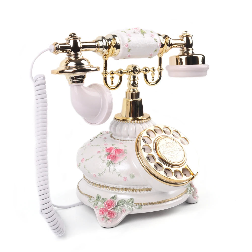 Classic Vintage white rotary antique telephone audio guestbook phone message recording phone wedding phone