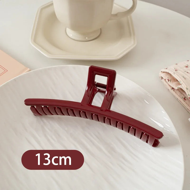Plastic Red Hair Claw Women Girls Large Geometric Acrylic Crab Hair Clamp Elegant Barrettes Clip Female Fashion Hair Accessories