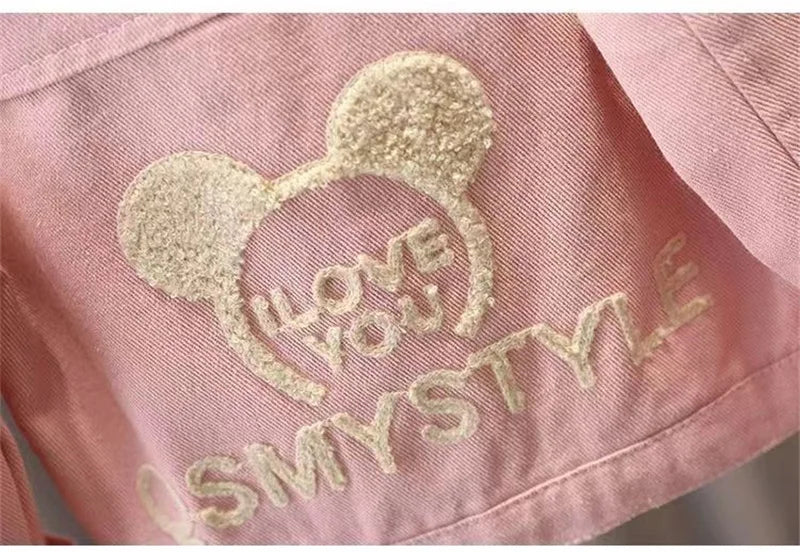 New Girls Denim Jacket Spring Autumn Cartoon Pattern Top Fashion Cowboys Cardigan Baby Casual Coats 0-6 Years