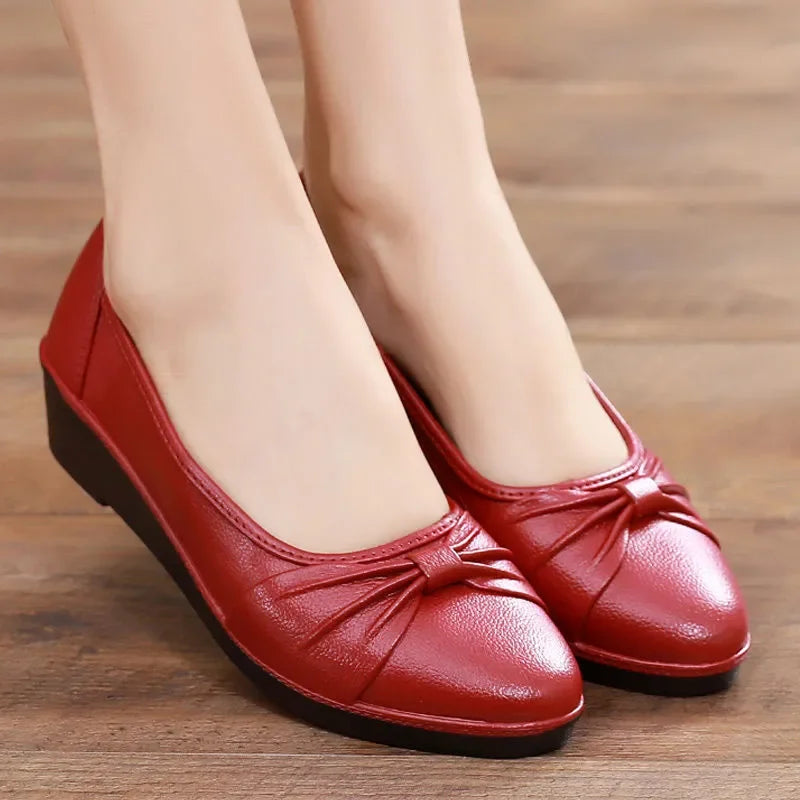 women fashion sweet light weight anti skid black round toe rubber shoes lady casual spring & autumn slip on flat loafers ca68
