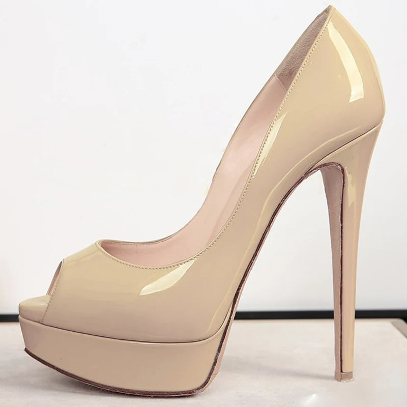 Candy Orange Green Peep Toe Ultra Heels Platform Pumps 14 cm High Heel Patent Leather Celebrity Shoes Woman Stage Fashion Heels