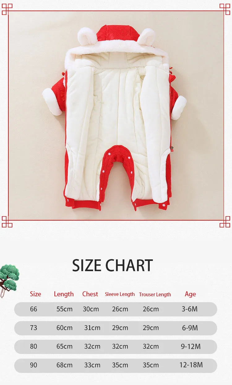 Baby Clothes Chinese Style New Year Clothes Thickened Baby Crawling Clothes Bodysuit Baby Clothes Winter Clothes