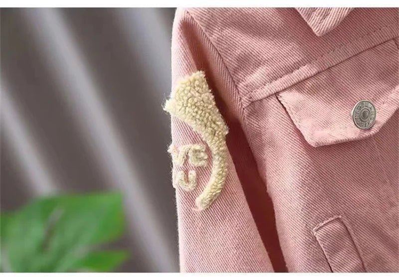 New Girls Denim Jacket Spring Autumn Cartoon Pattern Top Fashion Cowboys Cardigan Baby Casual Coats 0-6 Years
