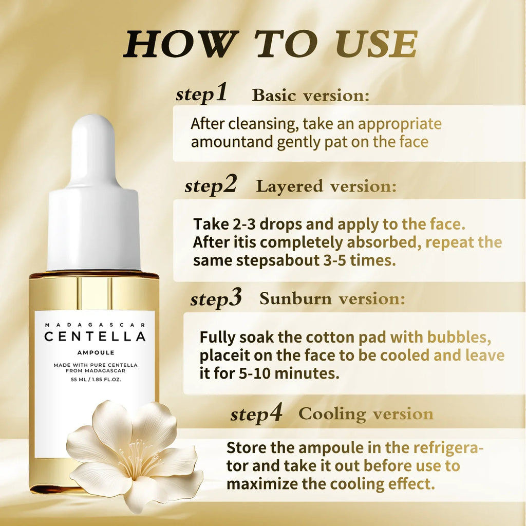 Madagascar Centella Asiatica Serum 55ml - Sensitive skin soothing formula with acne fighting，deep moisturizing benefits for face-1