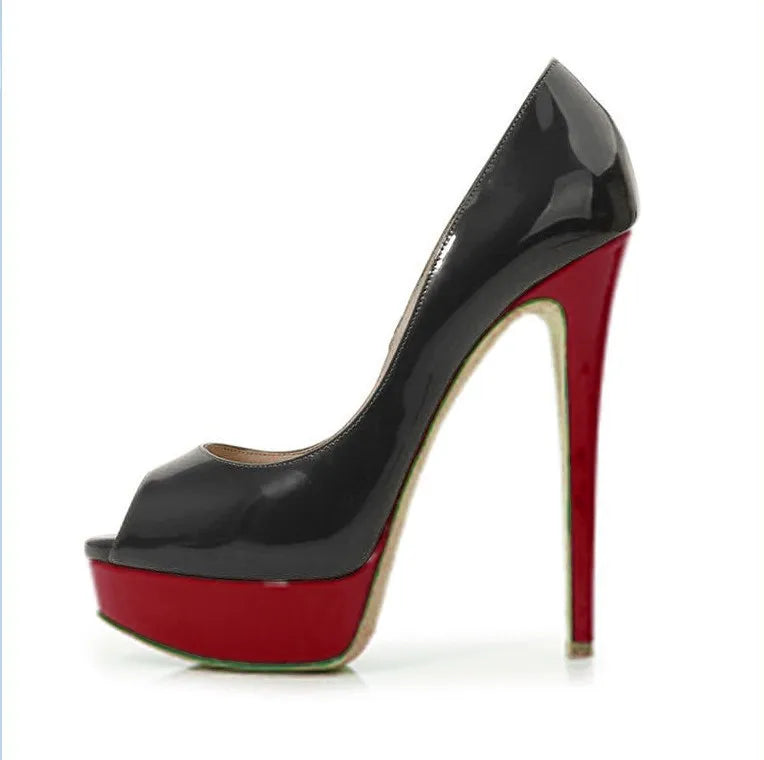Candy Orange Green Peep Toe Ultra Heels Platform Pumps 14 cm High Heel Patent Leather Celebrity Shoes Woman Stage Fashion Heels