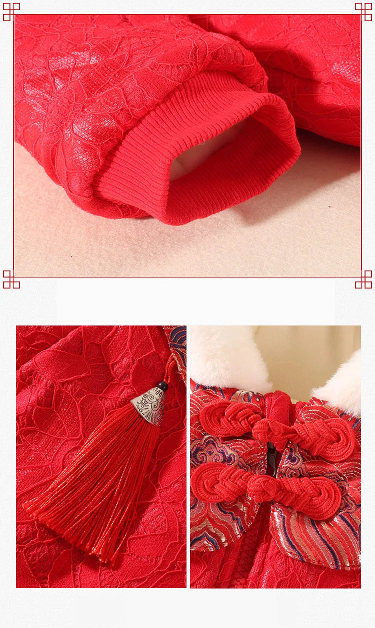 Baby Clothes Chinese Style New Year Clothes Thickened Baby Crawling Clothes Bodysuit Baby Clothes Winter Clothes