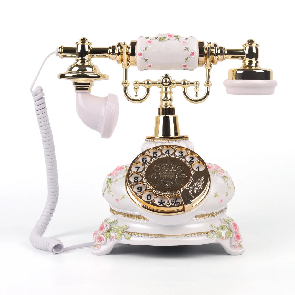 Classic Vintage white rotary antique telephone audio guestbook phone message recording phone wedding phone