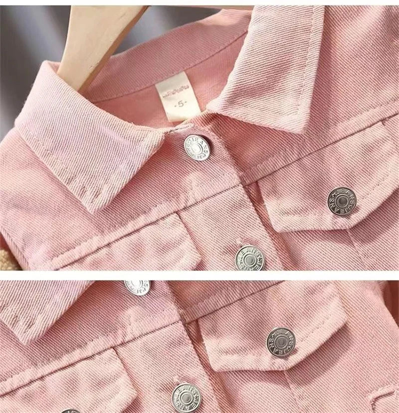 New Girls Denim Jacket Spring Autumn Cartoon Pattern Top Fashion Cowboys Cardigan Baby Casual Coats 0-6 Years
