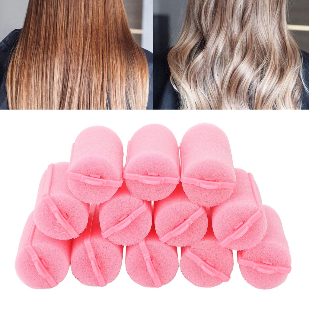 12pcs Soft Magic Sponge Foam Hair Rollers Hairdressing Tool Kit Women Styling Not Hurt Hair Heatless Curlers Professional Home
