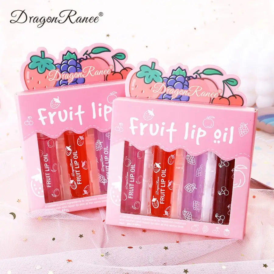 Rolling Bead Lip Oil Set of Four Moisturizing Lotion, Hydrating Roller Ball Mouth Oil, Anti-Drying, Colorless and Transparent
