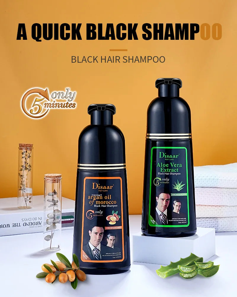 DISAAR 400ML Cover Grey Hair Morocco Argan Oil Care Fast Magic Black Hair Shampoo Dye Repair Damaged Improve Split Hair Rough