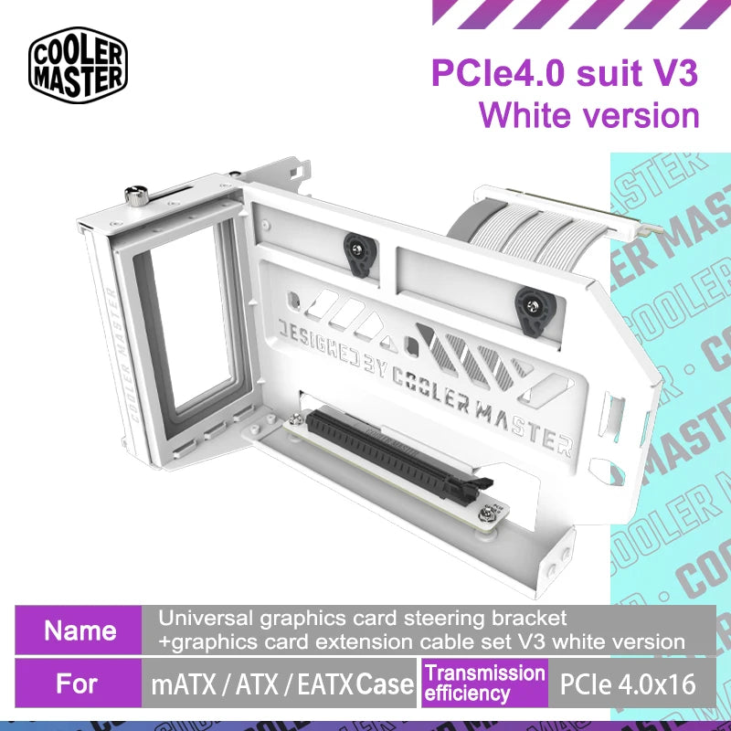 Cooler Master PCIE4.0 x16 V3 Universal Vertical GPU Holder Kit Graphics Card Steering Bracket GPU Bracket Extension Cable 300MM