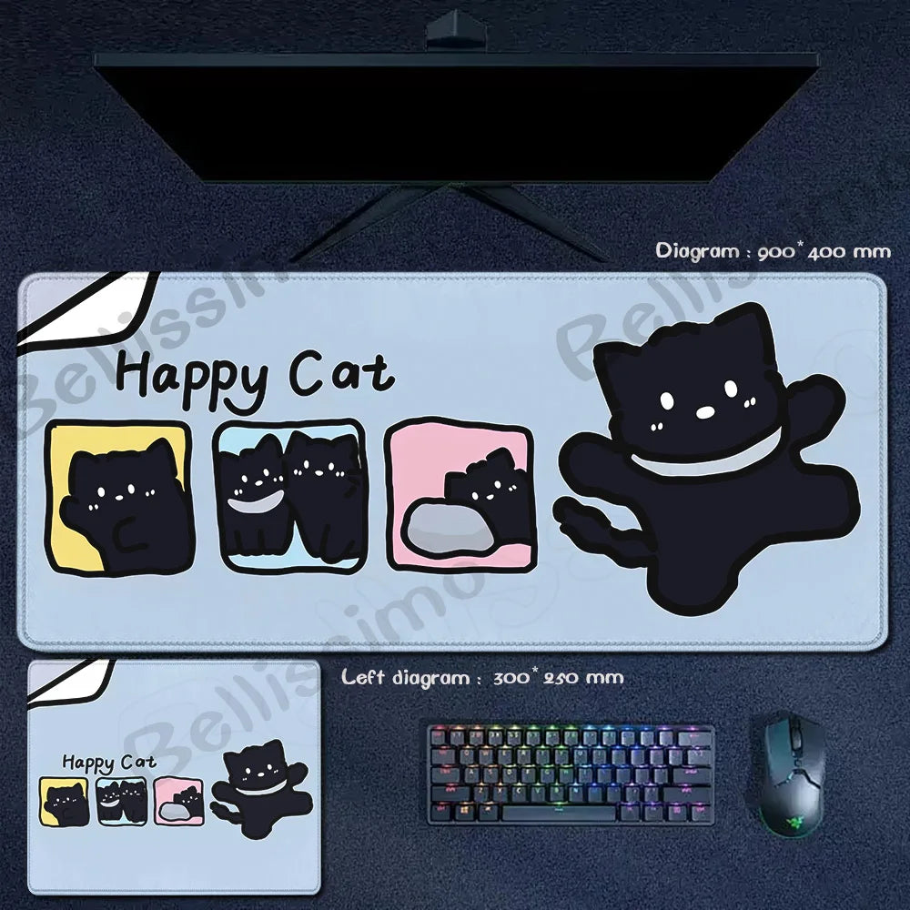 Blue Cloud Mouse Pad Cute Black Cat Mousepad Keyboard Extended Mat Large Gamer Mouse Mats E-Sports Desk Pad Gaming Accessories