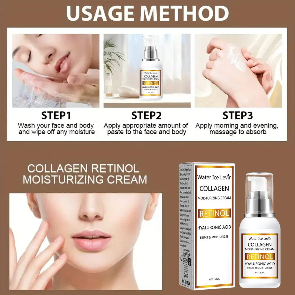Retinol facial moisturiser with keratin and glycerin for all skin types. Fresh fragrance. Suitable for daily use.
