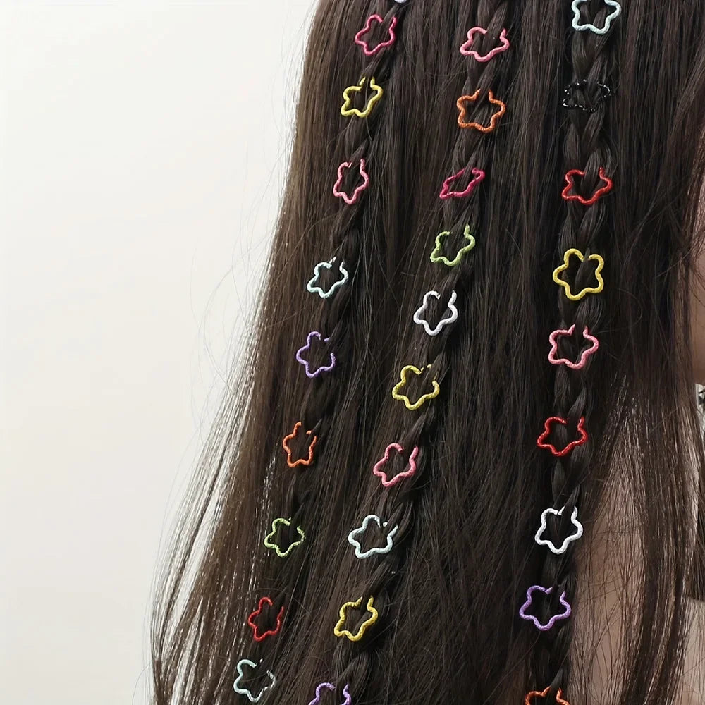 30PCS Hair Cuffs Rings Multi Style Braids  Alloy five-pointed star Hair Cuffs For Braids Metal Dreadlock Beads Accessories