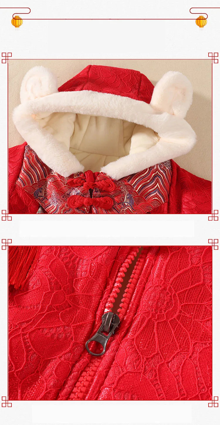 Baby Clothes Chinese Style New Year Clothes Thickened Baby Crawling Clothes Bodysuit Baby Clothes Winter Clothes