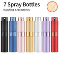 7PCS+4 Accessories 8ml Perfume Nebulizer Refillable with 7 Spray Bottles, 1 Funnel, 1 Straw, 1 Dispenser Divan, 1 Spring Straw