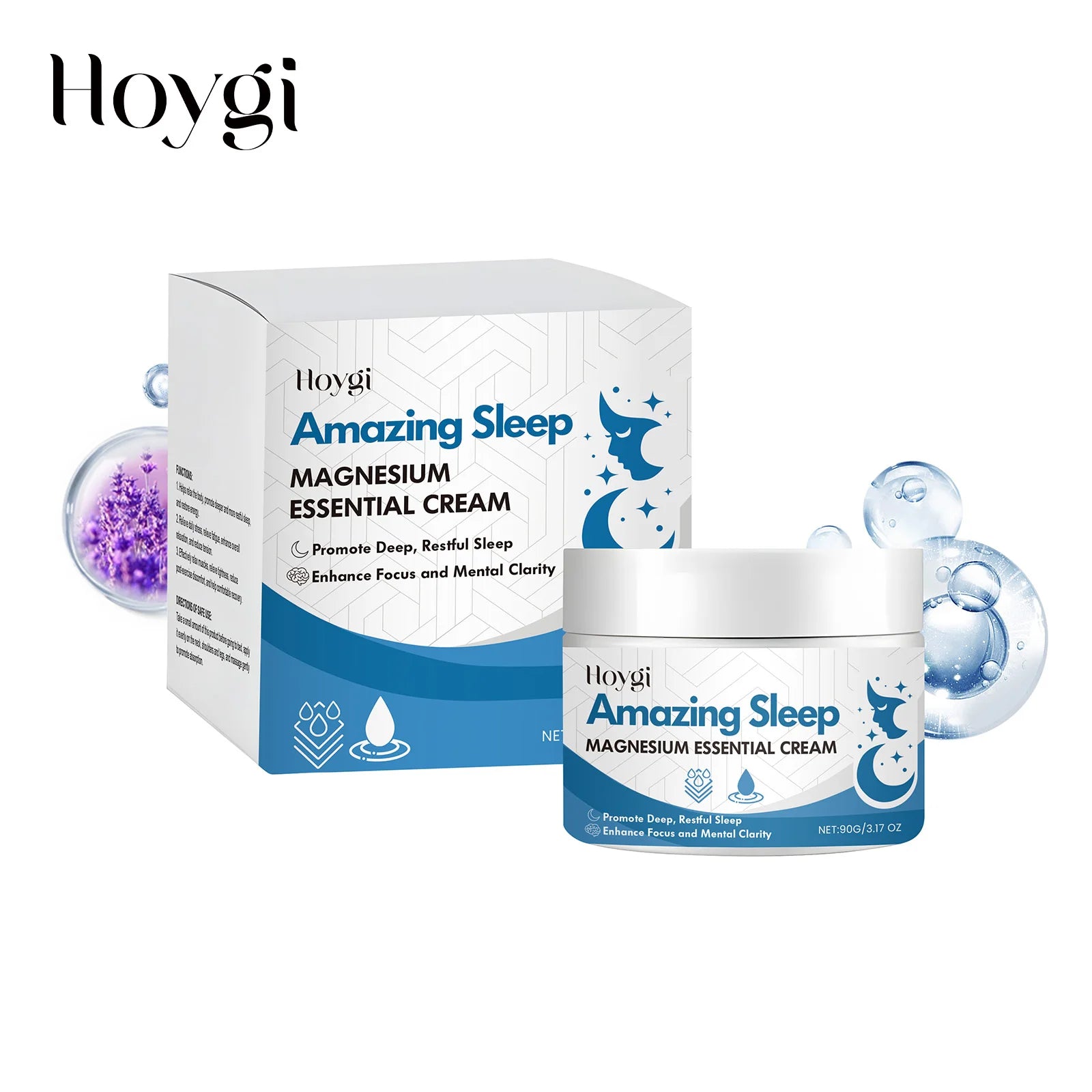 Hoygi Magnesium Cream Gentle Relaxing Hydrating Sleep Support Nighttime Body Lotion for All Skin Types Sensitive Dry Oily