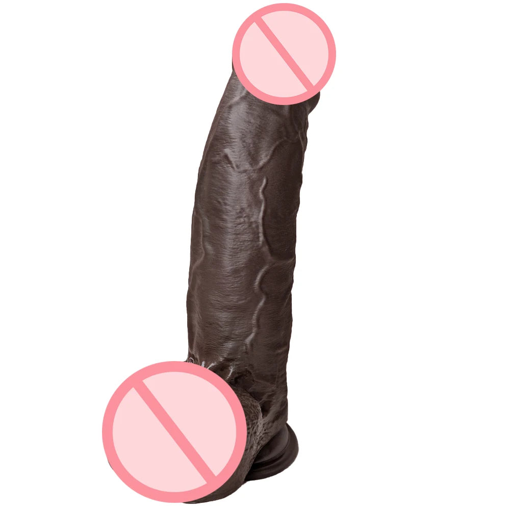 Big Dick Cock Silicone Penis Anal With Suction Cup Dick Soft Foreskin Dildo Black Soft Lifelike Dildo Realistic Skin For Women