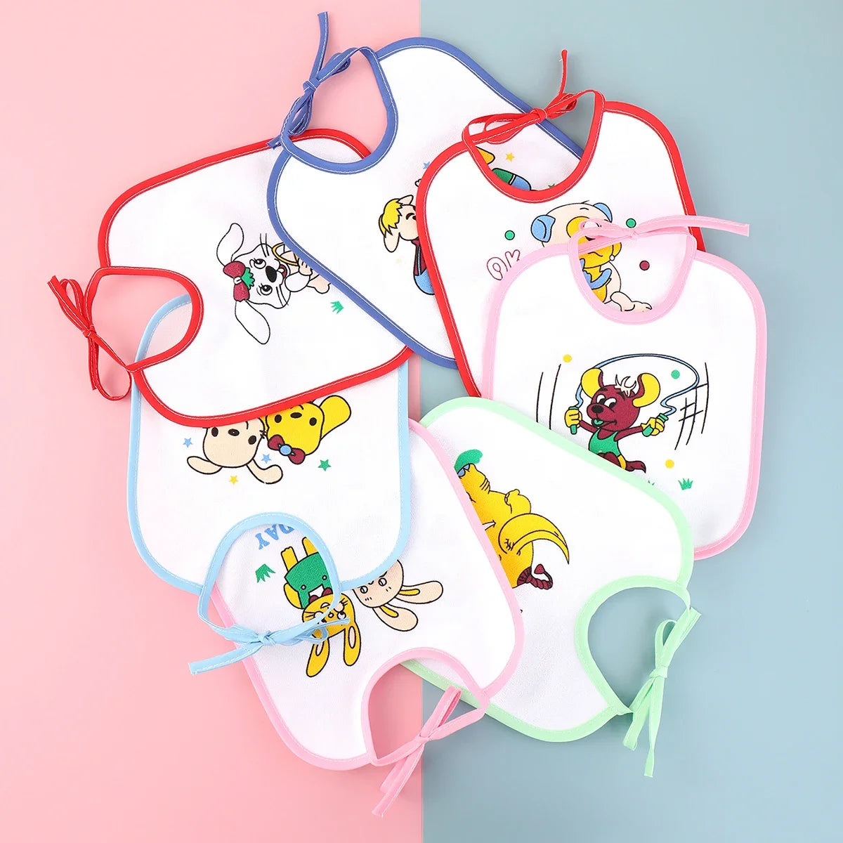 7pcs Set Mix Weekly Baby Bibs Infant Waterproof Burp Cloth Cartoon U Shaped Toddler Saliva Towels Bib for Boys Girls