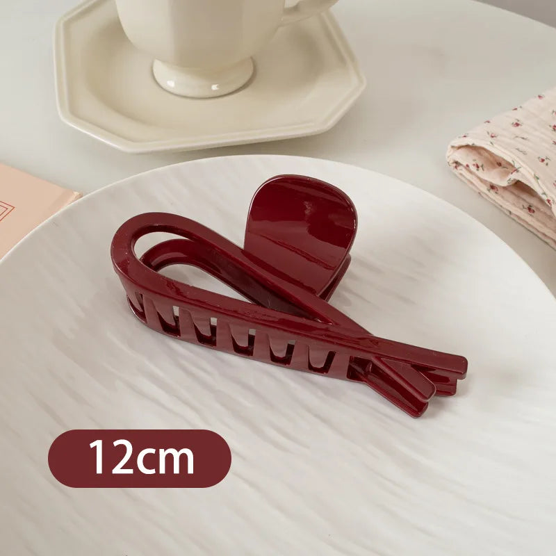 Plastic Red Hair Claw Women Girls Large Geometric Acrylic Crab Hair Clamp Elegant Barrettes Clip Female Fashion Hair Accessories