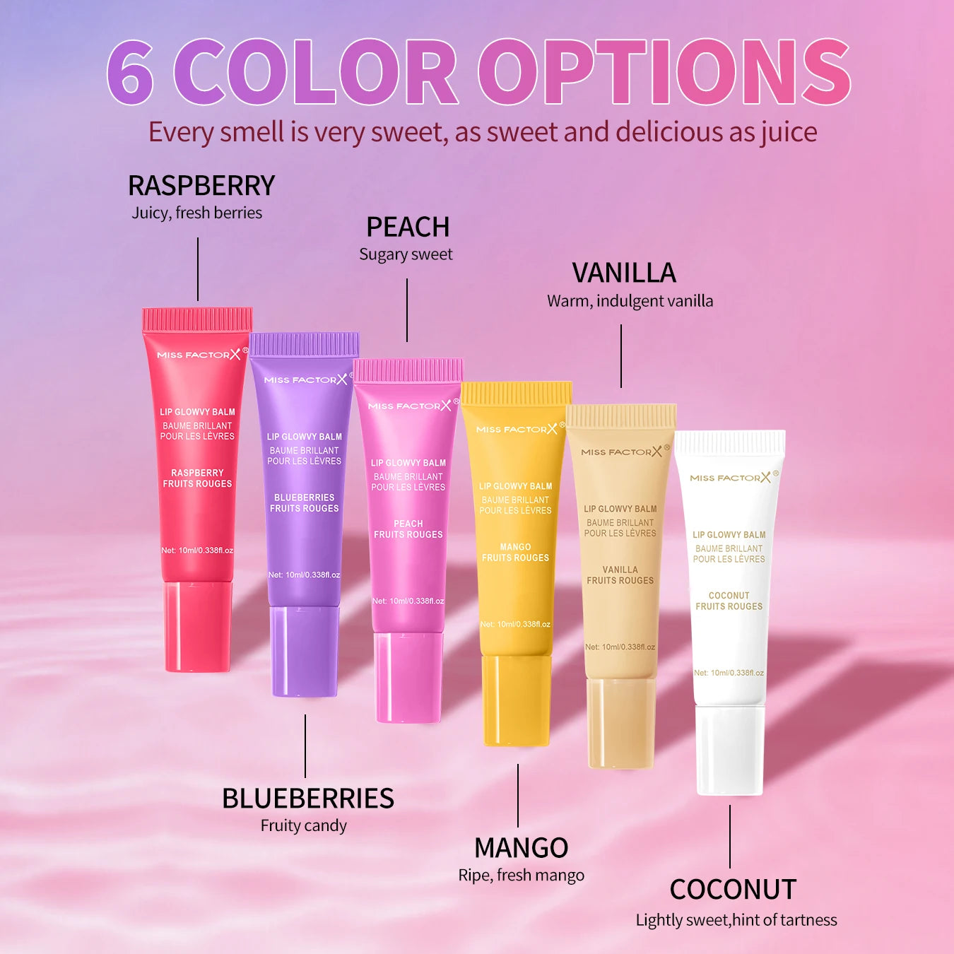 6-piece fruit flavored lip gloss set, moisturizing lip oil, glossy hydration, the best choice for women's holiday gifts