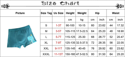 4PCS/Lot Children's Underwear Boys Pure Cotton Cartoon Print Panties For 1-13Years Student Boxer Shorts