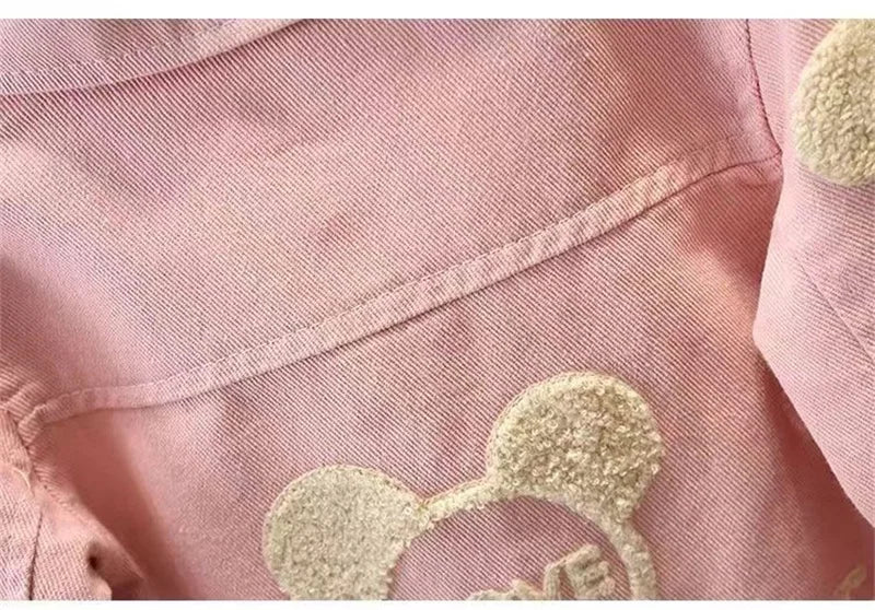New Girls Denim Jacket Spring Autumn Cartoon Pattern Top Fashion Cowboys Cardigan Baby Casual Coats 0-6 Years