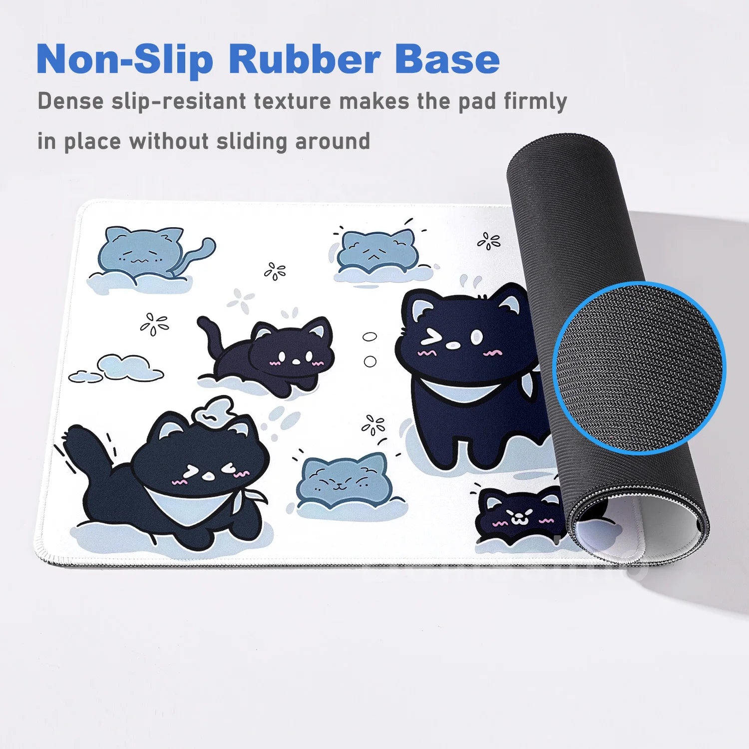 Blue Cloud Mouse Pad Cute Black Cat Mousepad Keyboard Extended Mat Large Gamer Mouse Mats E-Sports Desk Pad Gaming Accessories