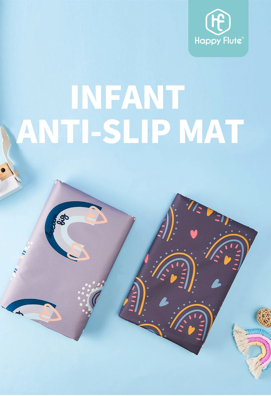 HappyFlute Anti Slip Design Play Mat Soft Floor Playmat Foldable Crawling Carpet Kid Game Activity Rug Folding Baby Blanket