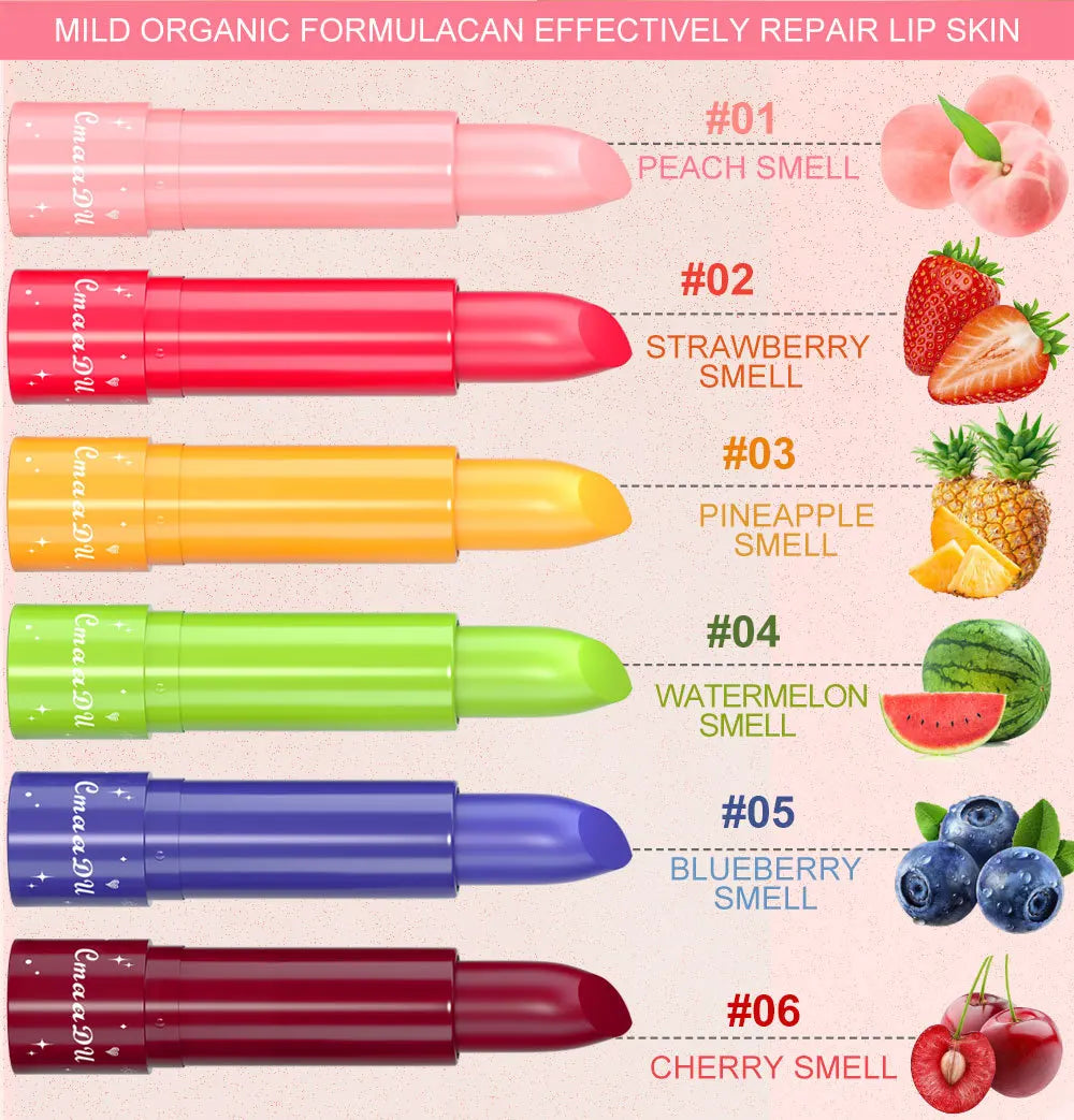CmaaDu 6-Color Long-Lasting Moisturize Lip Gloss Waterproof Liquid Lipstick Set - Fruity，Color Changes As the Temperature Rises