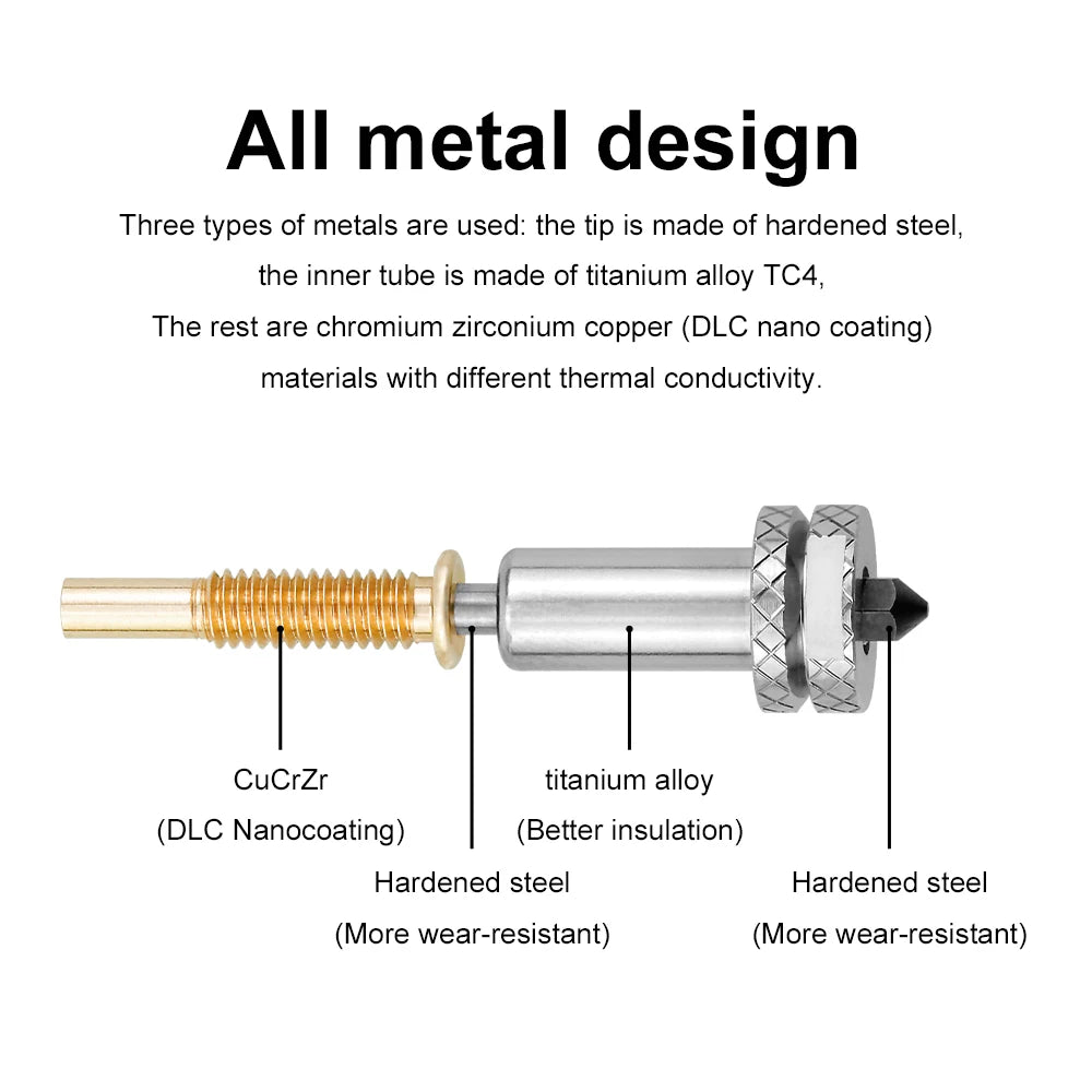 For REVO Hotend Nozzle 0.2 0.4 0.6 0.8mm Upgraded High Flow Nozzles Hardened Steel Material 3D Printer Part Detachable
