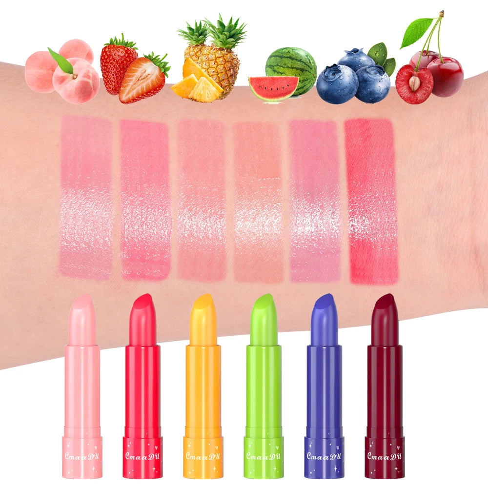 CmaaDu 6-Color Long-Lasting Moisturize Lip Gloss Waterproof Liquid Lipstick Set - Fruity，Color Changes As the Temperature Rises