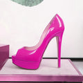 Candy Orange Green Peep Toe Ultra Heels Platform Pumps 14 cm High Heel Patent Leather Celebrity Shoes Woman Stage Fashion Heels