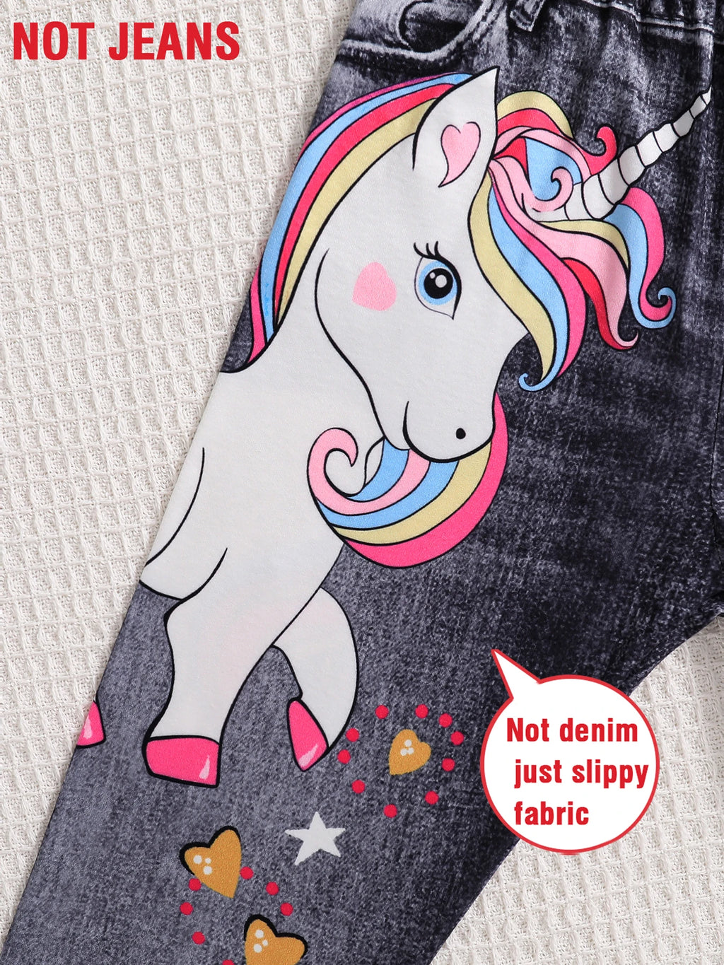 Four seasons children fashion simple 2 pairs of micro stretch sports casual pants girls imitation denim cartoon printed casual p