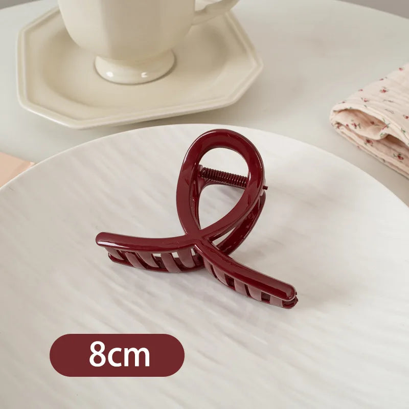 Plastic Red Hair Claw Women Girls Large Geometric Acrylic Crab Hair Clamp Elegant Barrettes Clip Female Fashion Hair Accessories