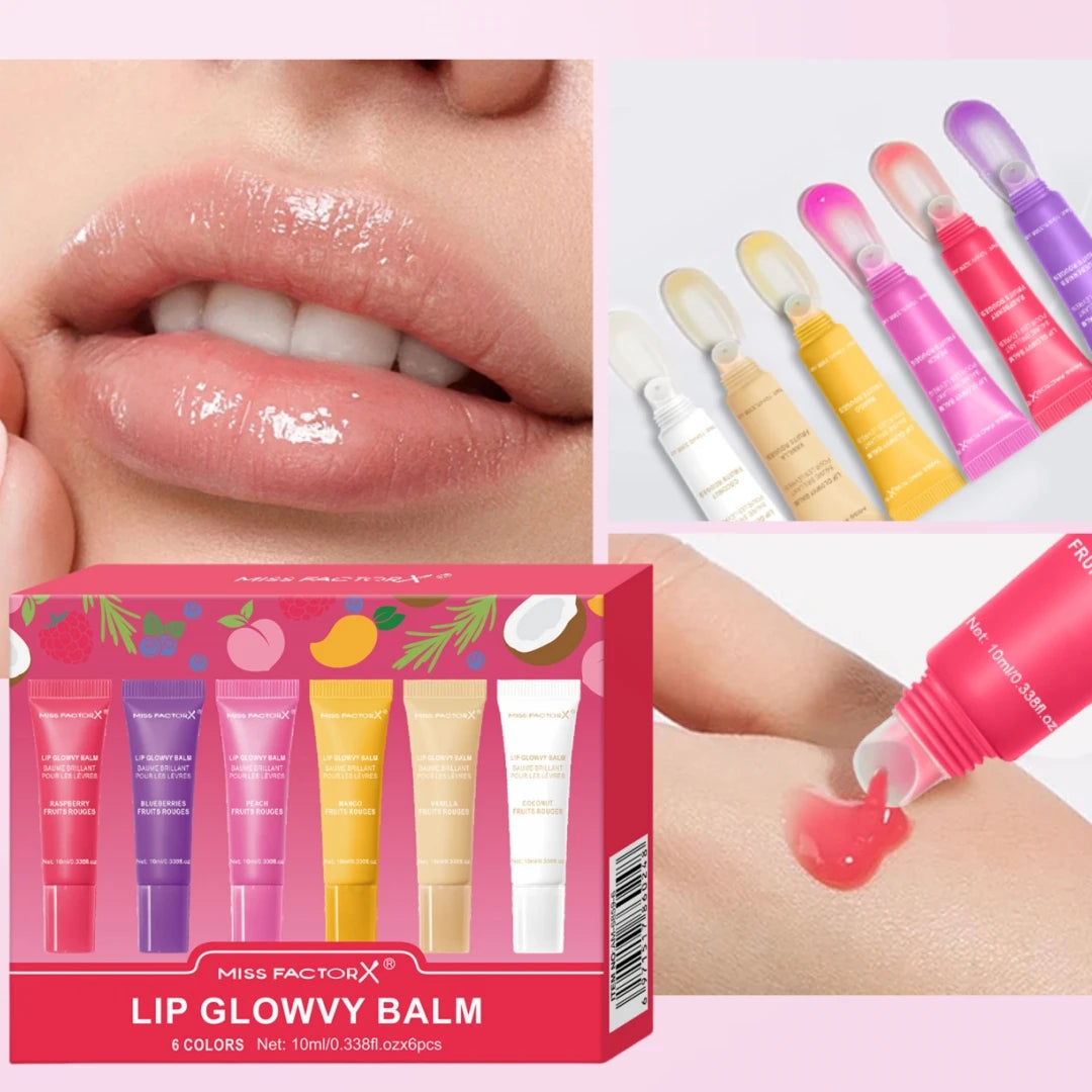 6-piece fruit flavored lip gloss set, moisturizing lip oil, glossy hydration, the best choice for women's holiday gifts