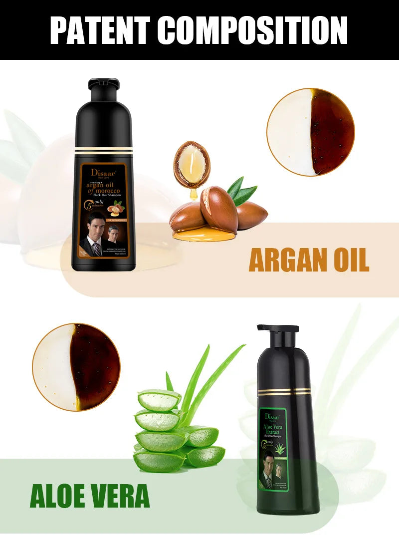 DISAAR 400ML Cover Grey Hair Morocco Argan Oil Care Fast Magic Black Hair Shampoo Dye Repair Damaged Improve Split Hair Rough