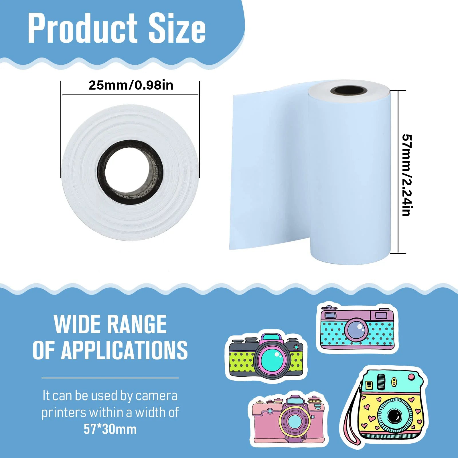 Mini Printer Thermal Paper Label Sticker Colorful Adhesive Self-adhesive Paper For Wireless Bluetooth Photo Inkless Printer 57mm
