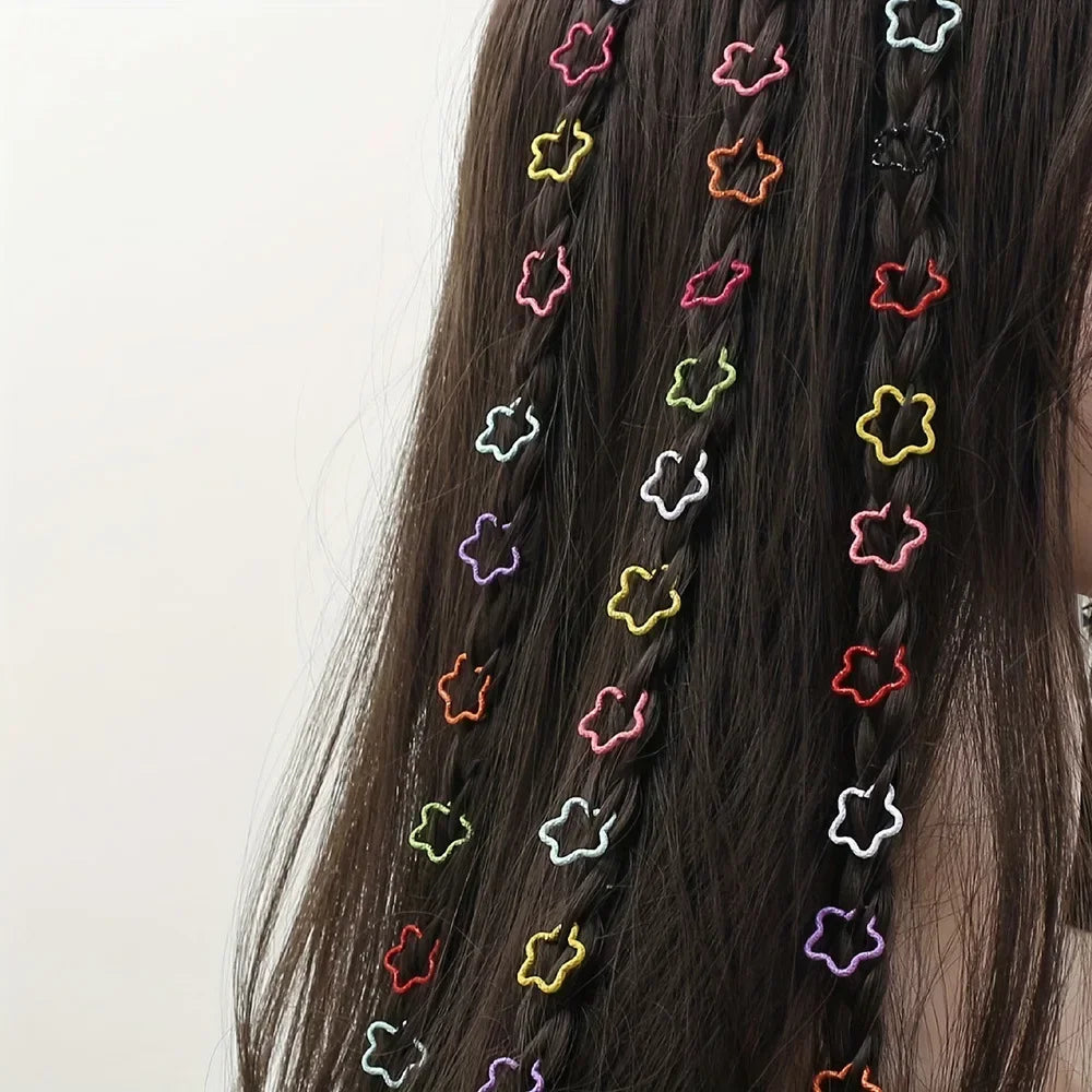 30PCS Hair Cuffs Rings Multi Style Braids  Alloy five-pointed star Hair Cuffs For Braids Metal Dreadlock Beads Accessories
