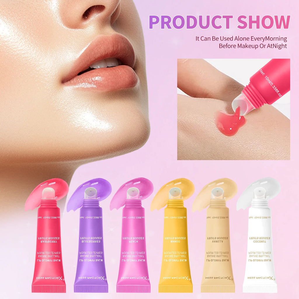 6-piece fruit flavored lip gloss set, moisturizing lip oil, glossy hydration, the best choice for women's holiday gifts