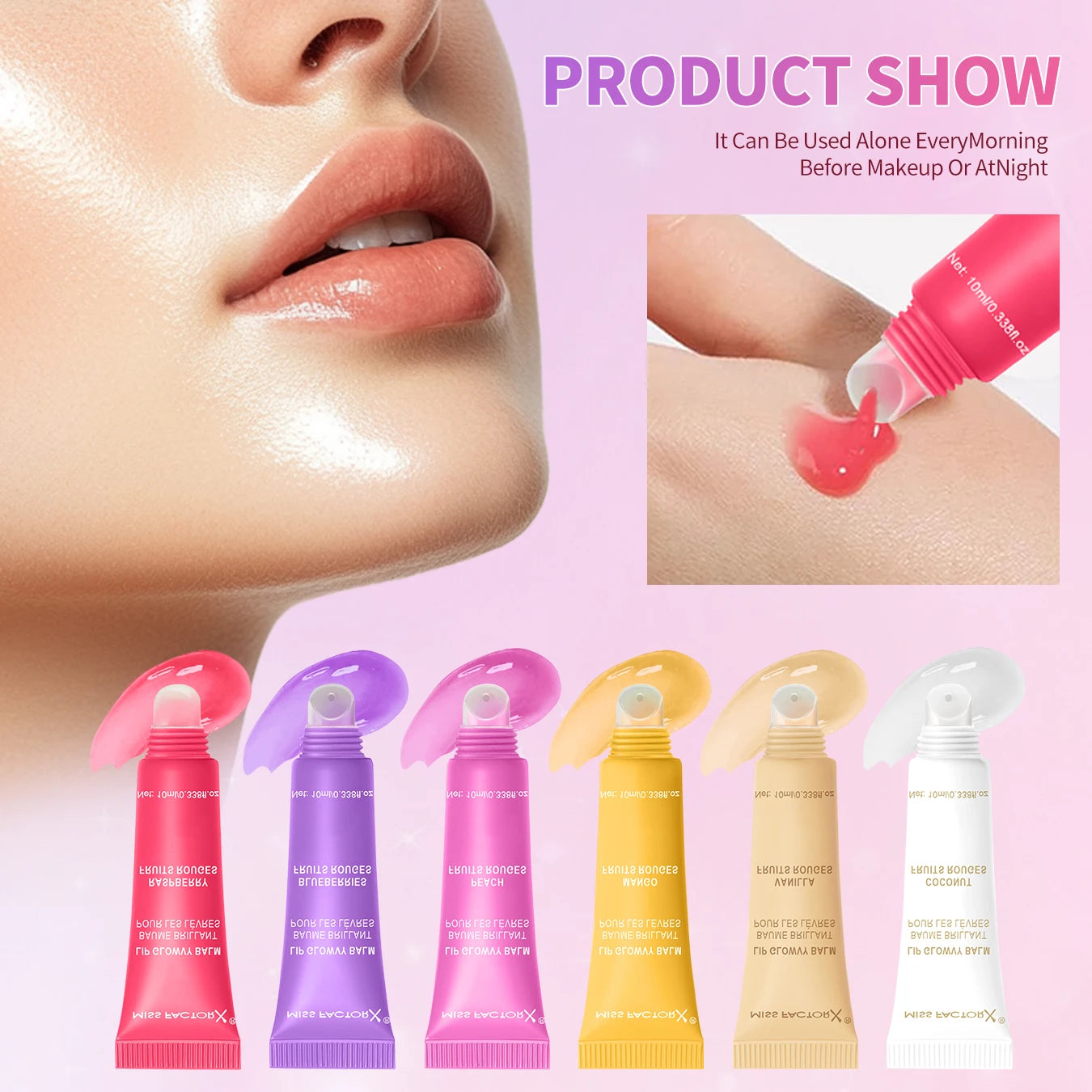 6-piece fruit flavored lip gloss set, moisturizing lip oil, glossy hydration, the best choice for women's holiday gifts