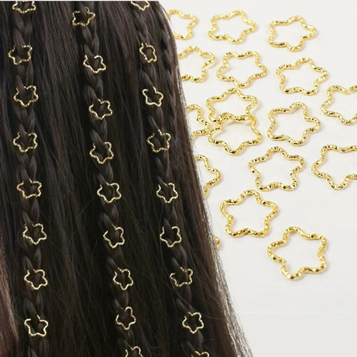 30PCS Hair Cuffs Rings Multi Style Braids  Alloy five-pointed star Hair Cuffs For Braids Metal Dreadlock Beads Accessories