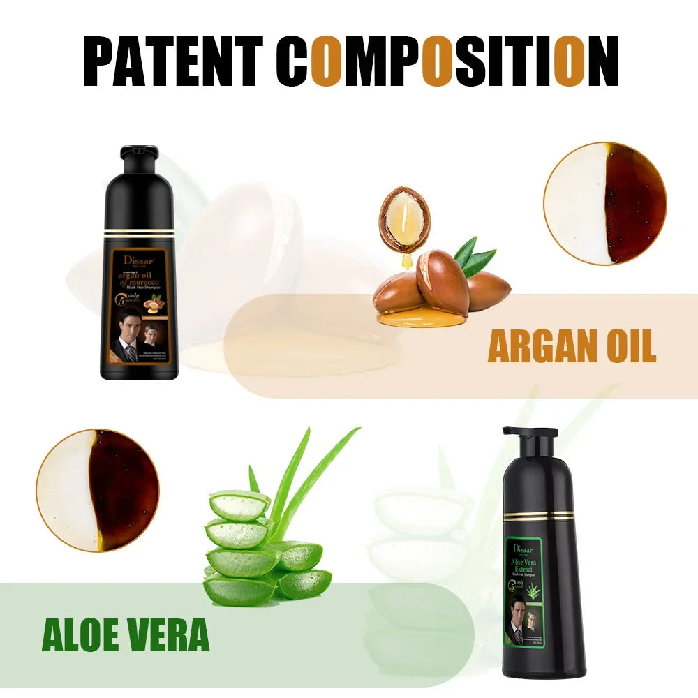 DISAAR 400ML Cover Grey Hair Morocco Argan Oil Care Fast Magic Black Hair Shampoo Dye Repair Damaged Improve Split Hair Rough