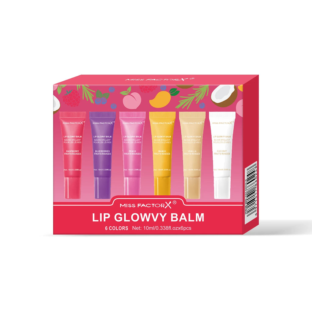 6-piece fruit flavored lip gloss set, moisturizing lip oil, glossy hydration, the best choice for women's holiday gifts
